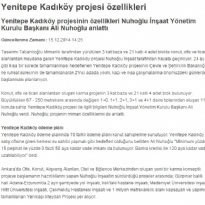 Yenitepe Kadıköy Projesi Özellikleri