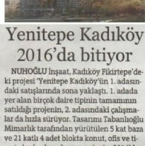 Yenitepe Kadlköy 2016'da bitiyor